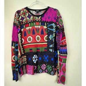Desigual Kilimanjaro Patchwork Design Knit Sweater XL Colorful Boho Y2K